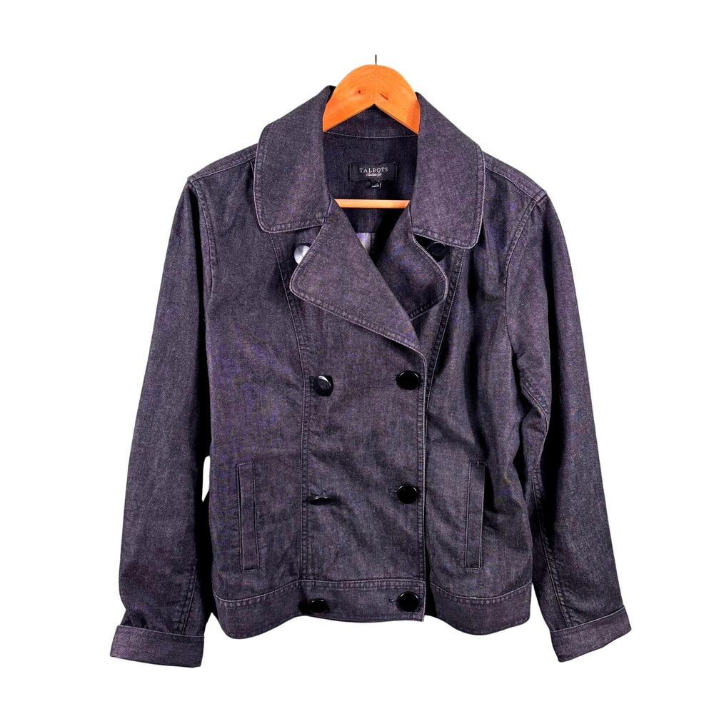 Talbots Women's Size 12 Black ‎ Double Breasted Big Buttons Coat Jacket